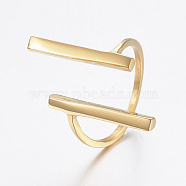 Ion Plating(IP) 304 Stainless Steel Finger Rings, Bar, Golden, Size 9, 19mm(RJEW-H125-10G-19mm)