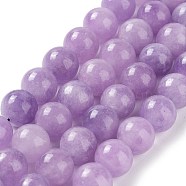 Dyed Natural Malaysia Jade Beads Strands, Round, Lilac, 10mm, Hole: 1.2mm, about 19pcs/strand, 7.09 inch(18cm)(X-G-G021-02C-05)