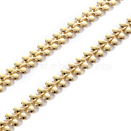 Brass Link Chains, Leaf Shape, Unwelded, Light Gold, 7.5x8x2mm(CHC-T014-002KC)