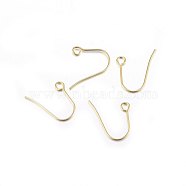 304 Stainless Steel Earring Hooks, Ear Wire, with Horizontal Loop, Golden, 15x19x0.7mm, Hole: 2mm, Pin: 0.7mm(X-STAS-P210-21G)