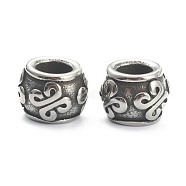 304 Stainless Steel European Beads, Large Hole Beads, Barrel with Knot, Antique Silver, 10x8mm, Hole: 5mm(STAS-J037-18AS)