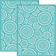 Self-Adhesive Silk Screen Printing Stencil, for Painting on Wood, DIY Decoration T-Shirt Fabric, Turquoise, Round Pattern, 195x140mm(DIY-WH0337-054)