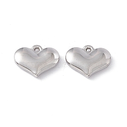 Non-Tarnish 304 Stainless Steel Pendants, Heart Charms, Stainless Steel Color, 12x15x3mm, Hole: 1mm(STAS-K242-17P)