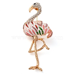 Enamel Pins, Alloy Brooches for Backpack Clothes, Flamingo Shape, 76.5x31.5mm(JEWB-R052-02G-01)