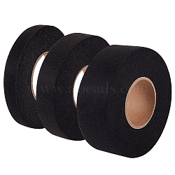 3 Rolls 3 Style Non-Woven Interfacing, Hot Melt Double Side Fabric Fusing Tape, for Clothing Accessories, Black, 5/8~1-5/8 inch(15~40mm), 70 yards/roll, 1 roll/style(OCOR-BC0005-30B)
