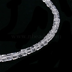 Transparent Cube Shaped Crystal Glass Beads Strands, Faceted, Clear, 2x2x2mm, Hole: 1mm, about 101pcs/strand, 9 inch(GLAA-F012-A03)