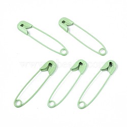 Spray Painted Iron Safety Pins, Cadmium Free & Nickel Free & Lead Free, Pale Green, 30~31x7x2.5mm(IFIN-T017-02F-NR)