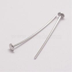 925 Sterling Silver Flat Head Pins, Platinum, 25x0.6mm, Head: 3mm(STER-P024-07-B)