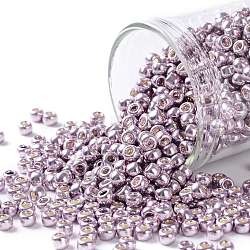 TOHO Round Seed Beads, Japanese Seed Beads, (554) Galvanized Lavender, 8/0, 3mm, Hole: 1mm, about 1110pcs/50g(SEED-XTR08-0554)