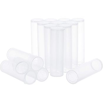 Transparent Plastic Bead Containers, with Hinged Lids, Flip Cover, Column, White, 8.8x3.1cm, Inner Diameter: 2.3cm