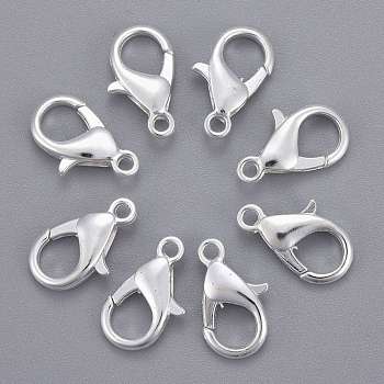 Zinc Alloy Lobster Claw Clasps, Parrot Trigger Clasps, Cadmium Free & Lead Free, Silver Color Plated, 14x8mm, Hole: 1.8mm, about 38pcs/20g
