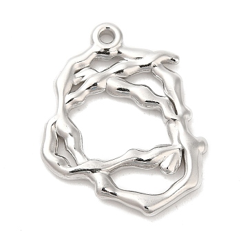 304 Stainless Steel Pendants, Irregular Charm, Stainless Steel Color, 25x19.5x2mm, Hole: 1.5mm