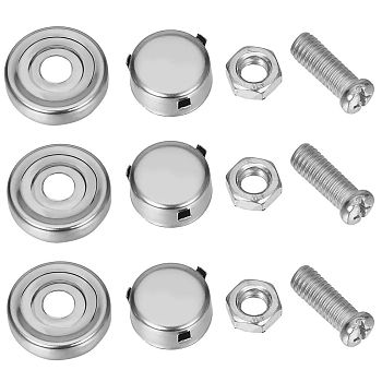 2 Sets 201 Stainless Steel Motor Vehicle License Plate Screws and Caps, License Plate Bolt Fastener, Sealing Screw Sets with Iron Screw & Nuts, Mixed Color, 11~20x10~20x4~8.5mm, 16Pcs/set