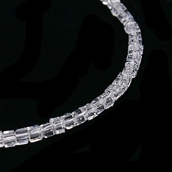 Transparent Cube Shaped Crystal Glass Beads Strands, Faceted, Clear, 2x2x2mm, Hole: 1mm, about 101pcs/strand, 9 inch