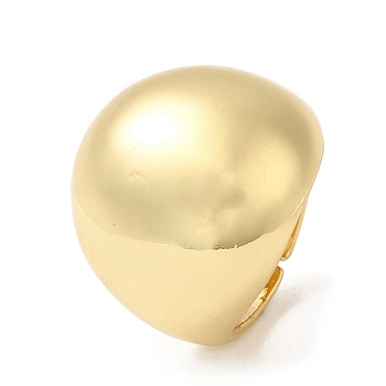 Rack Plating Brass Plain Dome Open Cuff Rings, Cadmium Free & Lead Free, Real 18K Gold Plated, US Size 7 1/4(17.5mm)
