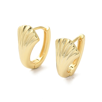 Shell Shapes Brass Hoop Earrings, Golden, 17x9.5mm