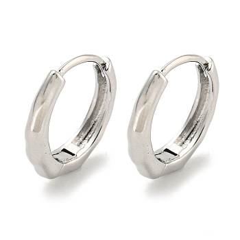 Brass Hoop Earrings, Real Platinum Plated, 13.5x2.5mm