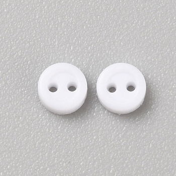 Resin Tiny Button, Micro Buttons, Sewing Buttons, 2-Hole Garment Accessories, White, 3x1mm, Hole: 0.5mm