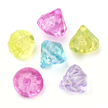 Transparent Acrylic Charms, Diamond, Mixed Color, 12x11mm, Hole: 1.5mm