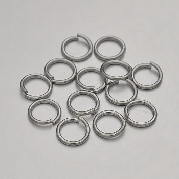 Brass Open Jump Rings Jump Rings, Platinum, 18 Gauge, 8x1mm, Inner Diameter: 6mm, about 142pcs/20g