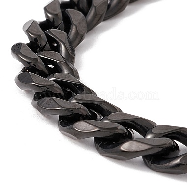 Ion Plating(IP) 304 Stainless Steel Curb Chains Bracelet for Men Women(BJEW-B063-01B)-3