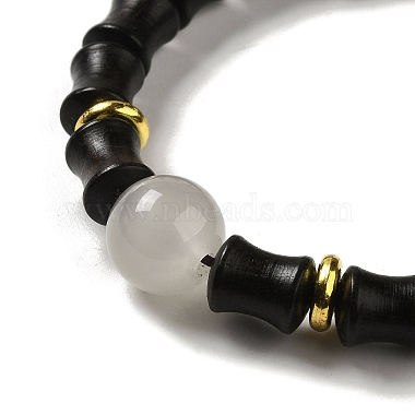 Ebony Bamboo Joint Beaded Stretch Bracelet(BJEW-B080-13A)-2