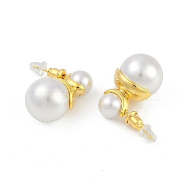 Round Brass Dangle Stud Earrings(EJEW-Q391-25G)-3