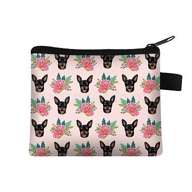 Deep Pink Dog Polyester Clutch Bags