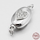 Oval with Heart Rhodium Plated 925 Sterling Silver Cubic Zirconia Box Clasps(STER-O015-01)-1