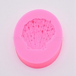 Ocean Series Scallop Shape Fondant Molds, Food Grade Silicone Molds, For DIY Cake Decoration, Chocolate, Candy, UV Resin & Epoxy Resin Craft Making, Pink, 79x62.5x15.5mm, Inner Size: 49.5x44.5mm(DIY-WH0181-38)
