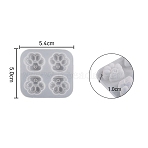 DIY Cat Paw Prints Fondant Silicone Molds, Resin Casting Molds, for Chocolate, Candy, UV Resin & Epoxy Resin Craft Making, White, 50x54x10mm(X1-DIY-TAC0015-32A)