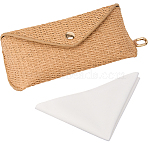 1Pc Rectangle Straw Mat Eyeglass Cases, with Iron Snap Button and 1Pc Suede Fiber Glasses Cleaning Cloth, BurlyWood, 175x80.5x52mm(AJEW-CN0005-49)