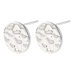 SHEGRACE Brass Stud Earring Findings, Flat Round, Cadmium Free & Lead Free & Nickel Free, Long-Lasting Plated, Platinum, 13mm, Hole: 1.4mm, Pin: 11x0.7mm(XGRQ64911-864P)