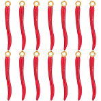 30Pcs Alloy Enamel Pendants, Cadmium Free & Lead Free, Horn of Plenty, Italian Horn Cornicello, Golden, Pepper, FireBrick, 24x3x3mm, Hole: 1.2mm(FIND-SC0014-83)