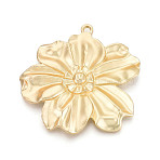 Rack Plating Alloy Big Pendants, Flower, Cadmium Free & Lead Free, Matte Gold Color, 72x70x6mm, Hole: 4mm(PALLOY-N179-58MG)