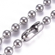 304 Stainless Steel Ball Chain Necklace, with Ball Chain Connectors, Stainless Steel Color, 23.6 inch(60mm), 8mm(NJEW-G340-05P-03)
