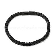 Black Cubic Zirconia Tennis Bracelet, 304 Stainless Steel Square Link Chain Bracelet, Black, 7-1/2 inch(19~19.2cm)(BJEW-M301-01EB)