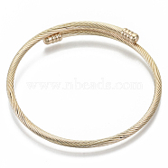 Alloy Cuff Bangles Making, Torque Bangles, with Removable End Caps, Light Gold, 3mm, Inner Diameter: 2-1/8 inch(5.4cm), End Cap: 8x4.5mm(PALLOY-N158-035LG)