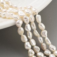 Natural Cultured Freshwater Pearl Beads Strands, Two Sides Polished, Grade 3A, Snow, 5~6mm, Hole: 0.5mm, about 27pcs/strand, 6.89 inch(17.5cm)(PEAR-P062-32C)