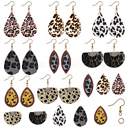 SUNNYCLUE DIY Dangle Earrings Making, with Printed Wooden & Eco-Friendly Cowhide Leather & PU Leather Pendants, Golden Plated Brass Earring Hooks, Leopard Print, Mixed Color(DIY-SC0008-83G)