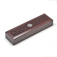 Wooden Necklace Boxes, with Velvet, Rectangle, Coconut Brown, 25x7x4cm(OBOX-Q014-02)
