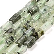 Natural Prehnite Beads Strands, with Seed Beads, Faceted Column, 9~11x6~7.5x6~7.5mm, Hole: 1.2mm, about 30pcs/strand, 15.16~15.55 inch(38.5~39.5cm)(G-G068-A40-01)