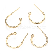 304 Stainless Steel Earring Hooks, Real 18k Gold Plated, 17x22x1.5mm, Pin: 1mm(STAS-K211-01G-A)