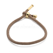 Cotton Cord Bracelets, with Brass Finding, Long-Lasting Plated, Real 24K Gold Plated, Tan, 8-1/2 inch(21.5cm)~9 inch(23cm)(BJEW-F360-B02)