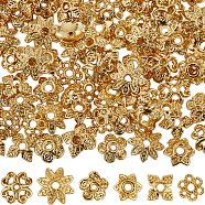 120Pcs 6 Style Alloy Bead Caps, Long-Lasting Plated, Flower, Real 18K Gold Plated, 6~8x1.5~3mm, Hole: 1~1.6mm, 20pcs/style(FIND-SC0008-73)