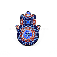 Porcelain Cup Mats, Coasters, with Anti-slip Cork Bottom, Water Absorption Heat Insulation, Hamsa Hand/Hand of Miriam, Midnight Blue, 150x100mm(PORC-PW0001-074N)