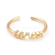 Constellation/Zodiac Sign Brass Cuff Rings, Open Rings, Real 18K Golden Plated, Cancer, US Size 7 1/4(17.5mm), word: 15x3.5mm(RJEW-O042-06G-D)