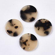 Cellulose Acetate(Resin) Links Connectors, Flat Round, PeachPuff, 17.5x2.5mm, Hole: 1.5mm(KY-S158-66A-A02)
