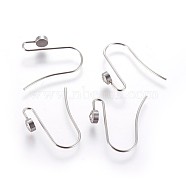 304 Stainless Steel Earring Hooks, with Rhinestone, Crystal, Stainless Steel Color, 21x17x4mm, Pin: 0.7mm(X-STAS-P237-14P)