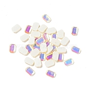 Flat Back Resin Rhinestone Cabochons, Nail Art Decoration Accessories, Faceted, Rectangle Octagon, Colorful, 6x4x1.5mm(MRMJ-T047-07C)